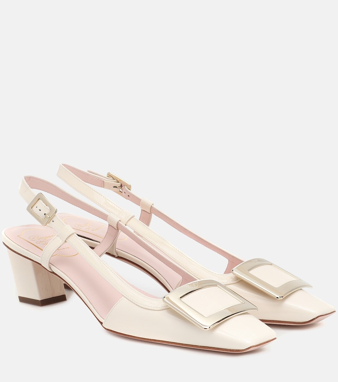 Туфли Belle Vivier 45 из лакированной кожи с ремешком на пятке Roger Vivier, белый