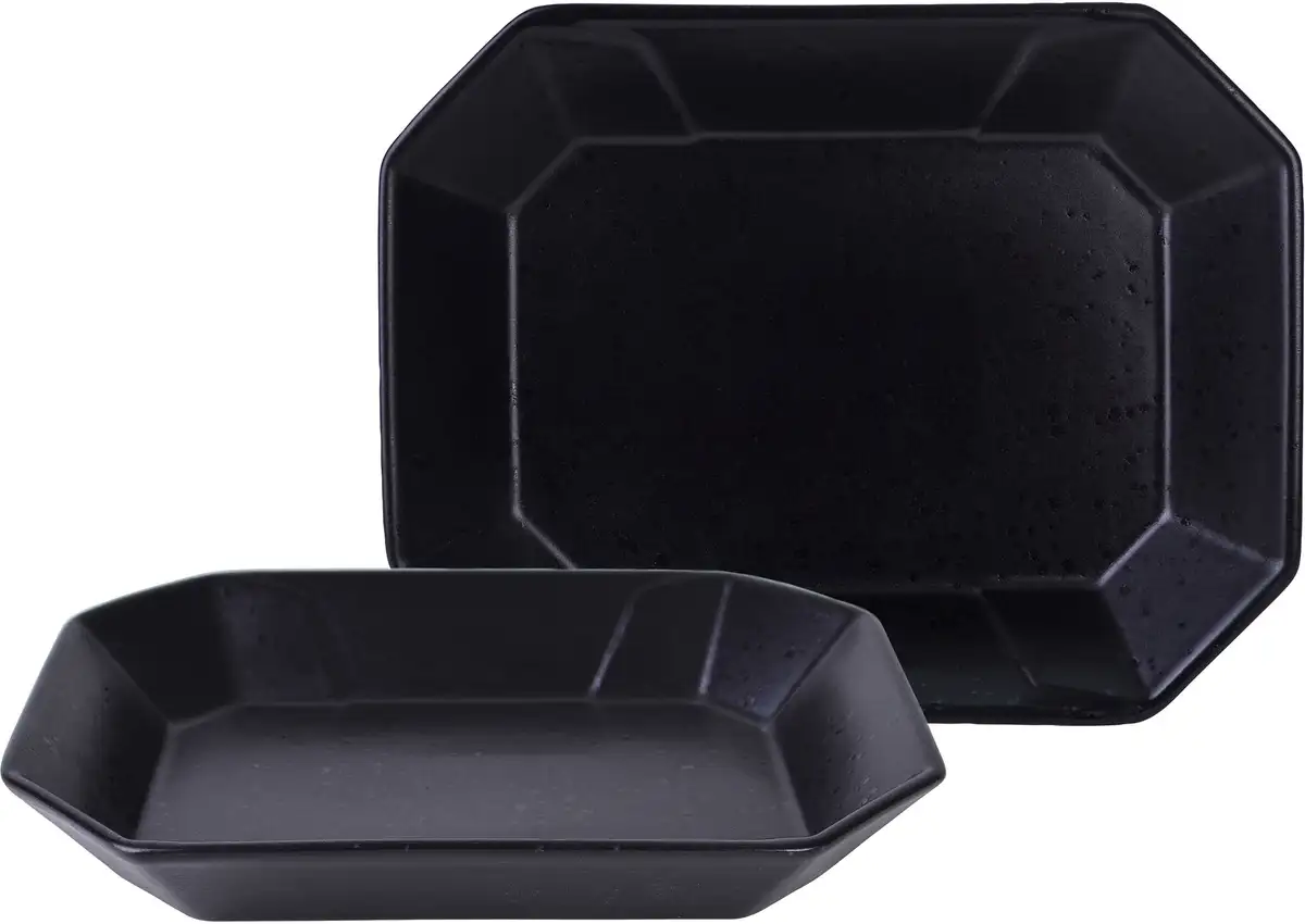

Сервировочная миска CreaTable "Box", 2 предмета, из керамогранита, миска для закусок, ультрасовременный тренд "Streat Food" 17 см, черный