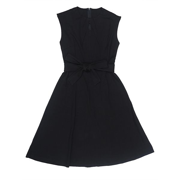 

Женское платье-трапеция без рукавов с плиссировкой и поясом на талии Inspire Chic, Black