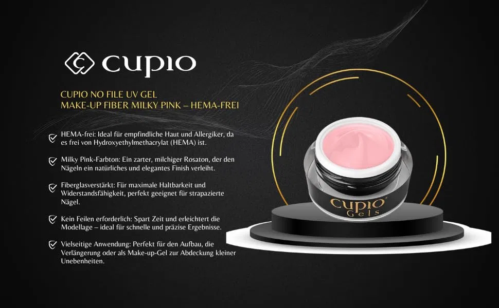 УФ-гель для наращивания ногтей Cupio No File Make-Up Fibre Milky Pink, 30 мл Cupio — фото 2