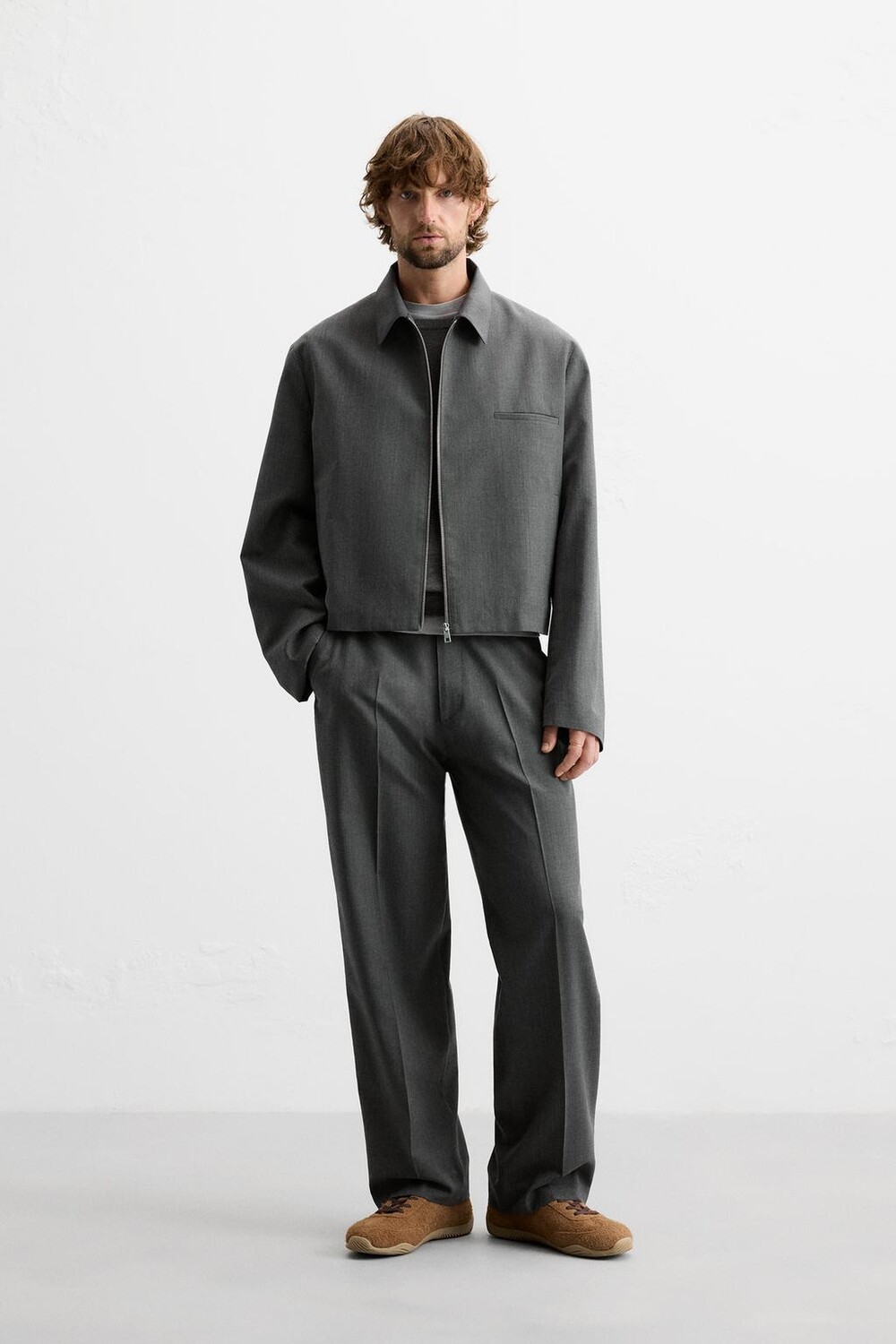 

Укороченная куртка ZARA, серый