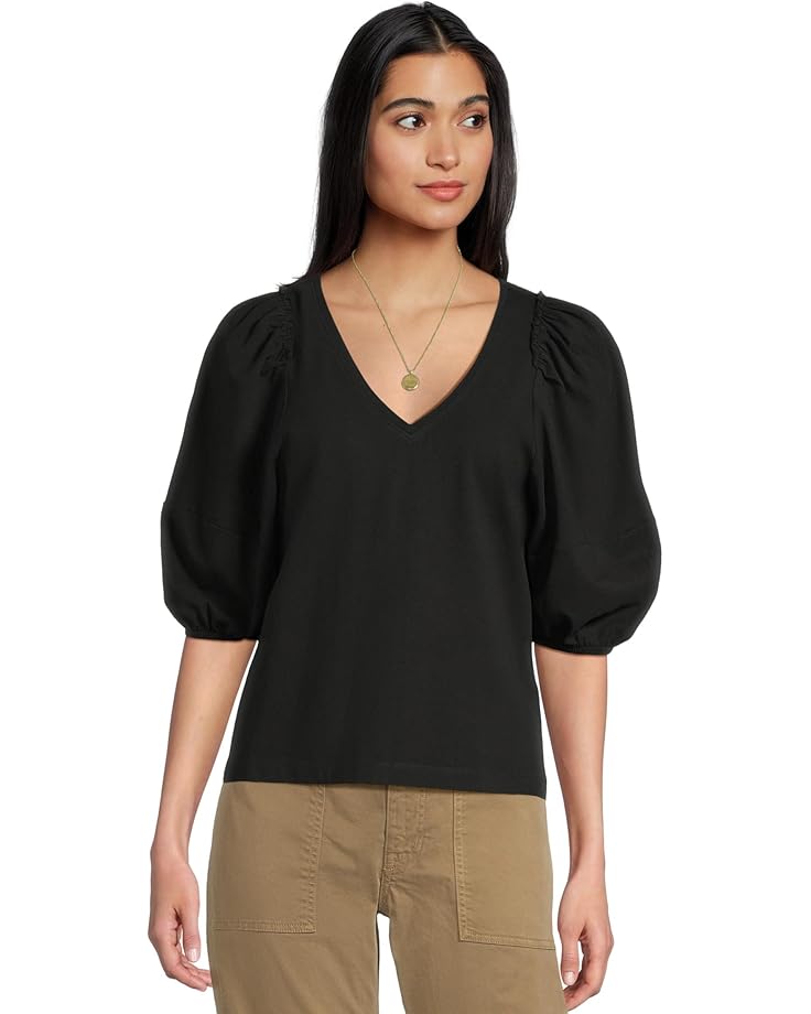 

Футболка Madewell Puff Sleeve V-Neck Tee, цвет Jet Black