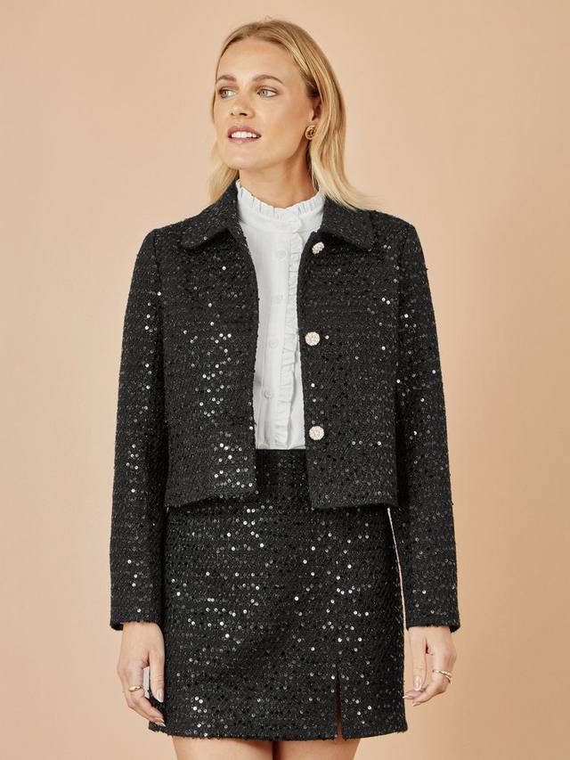 

Букле мини-юбка с пайетками Yumi, Black