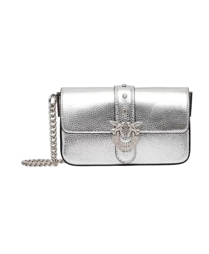 

Серебряная сумка через плечо, роскошная и современная. Pinko, серый