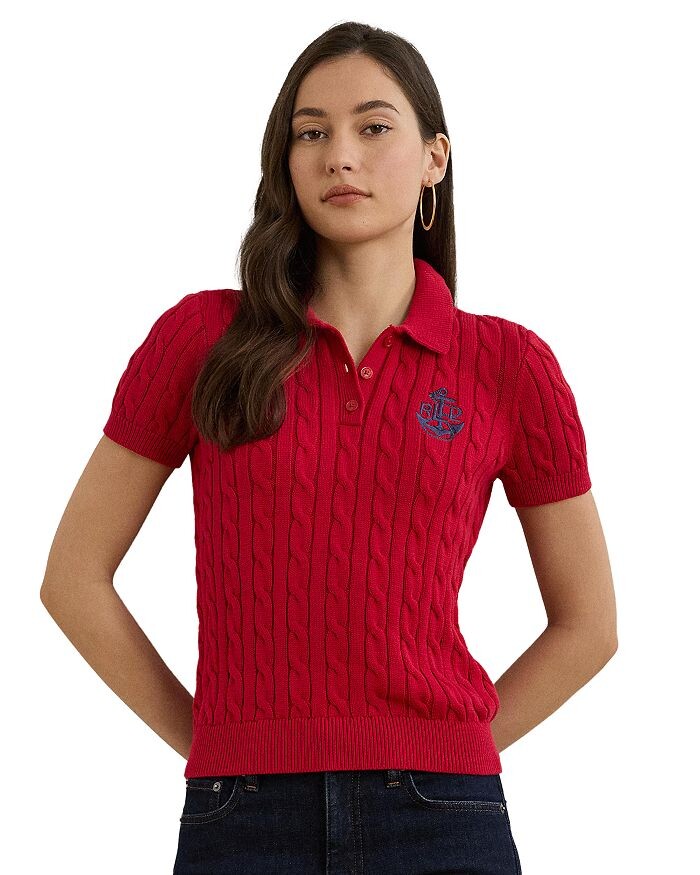 

Свитер-поло с логотипом Anchor Cable Knit Ralph Lauren, красный