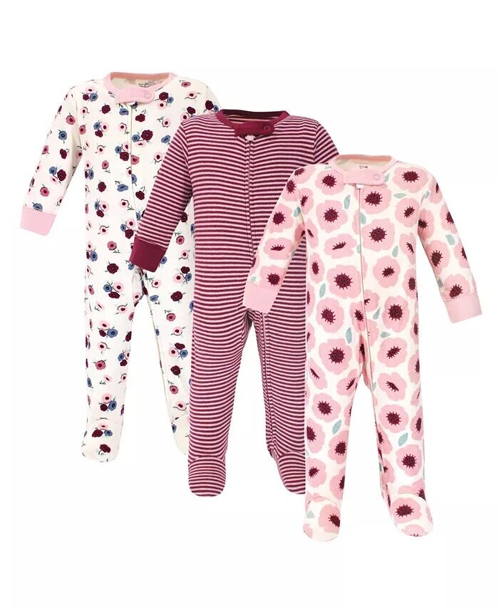 

Baby Girls Baby на молнии из органического хлопка для сна и игр, 3 шт., Яркие бабочки Touched By Nature, розовый