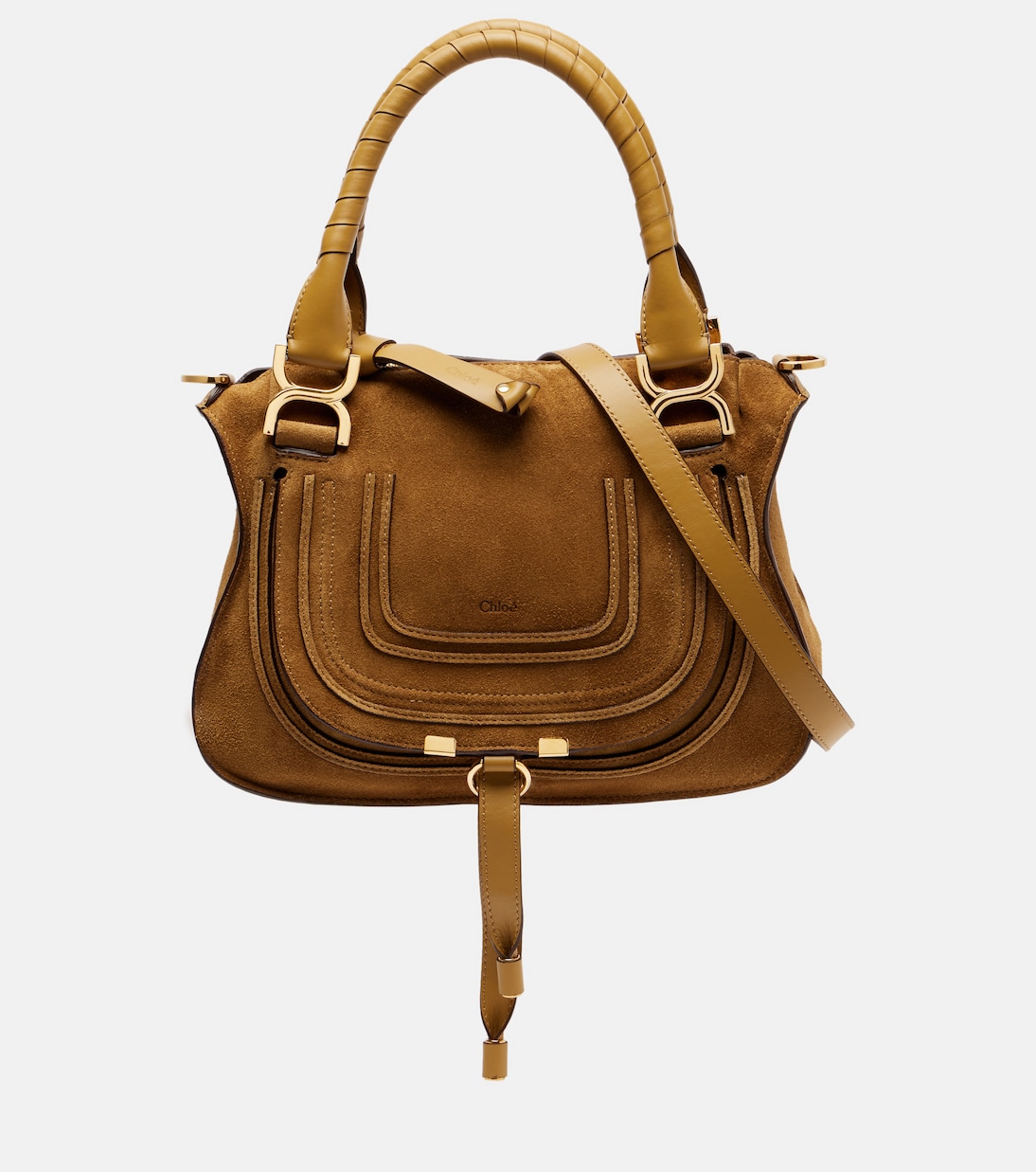 

Сумка-тоут Marcie Small из замши Chloé, Gold Khaki
