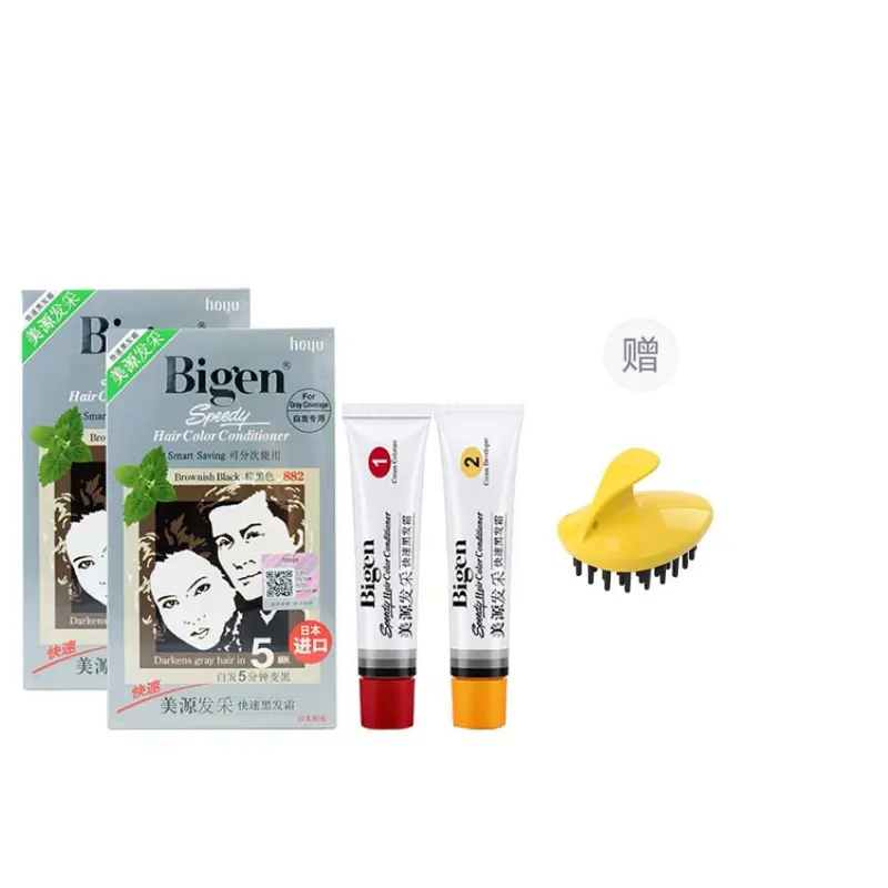 

Японский импорт, универсальная краска для волос для мужчин и женщин, маскирующая седину, 40г+40г, одинарная/двойная упаковка в комплекте HOYU, Double-Pack - Meiyuan Hair - (коричневый-черный) 882