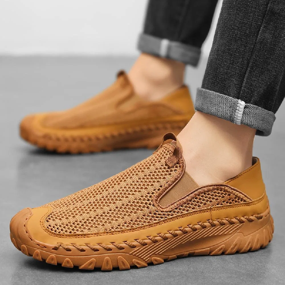 Мужские лоферы сетчатые Asifn Mesh Loafers, желтые — фото 3