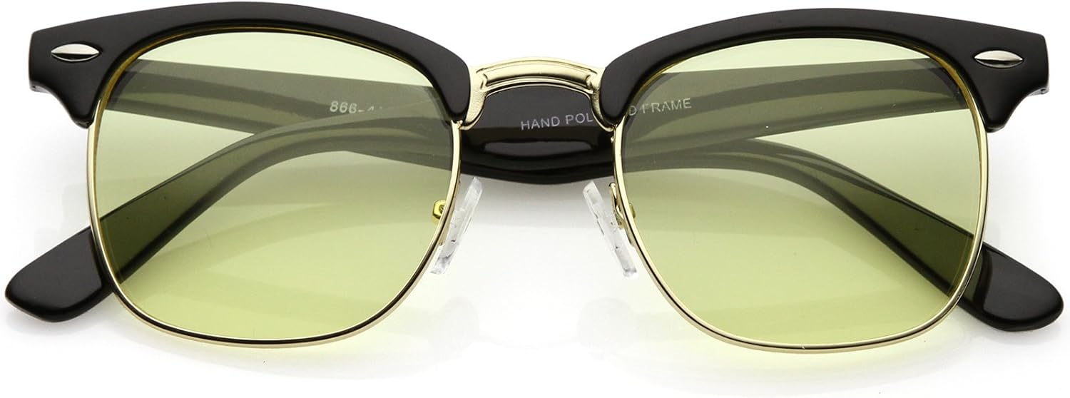 

zeroUV - Современные полуободковые солнцезащитные очки с квадратными линзами и цветными тонированными линзами в роговой оправе, диаметр линз 49 мм, Black Gold / Yellow