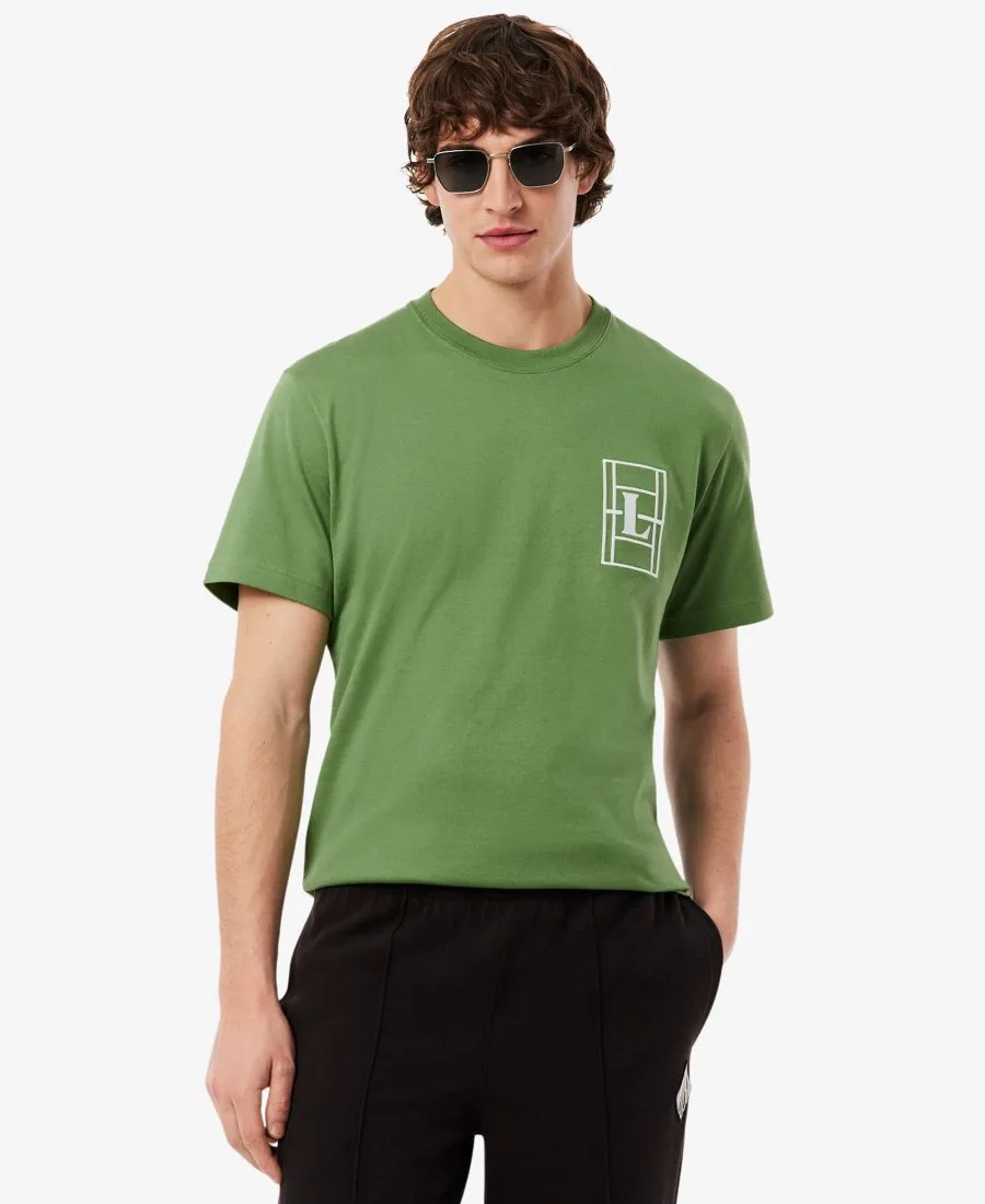 Мужская классическая футболка из плотного трикотажа с вышивкой Lacoste, Lambs Lettuce