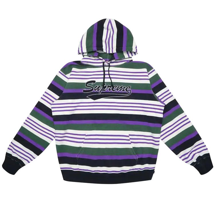 

Толстовка Supreme Striped Hooded Sweatshirt Black, разноцветный