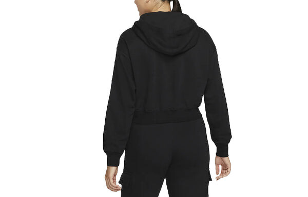 Свитер sportswear logo embroidered loose fleece hoodie black Nike, черный — фото 2