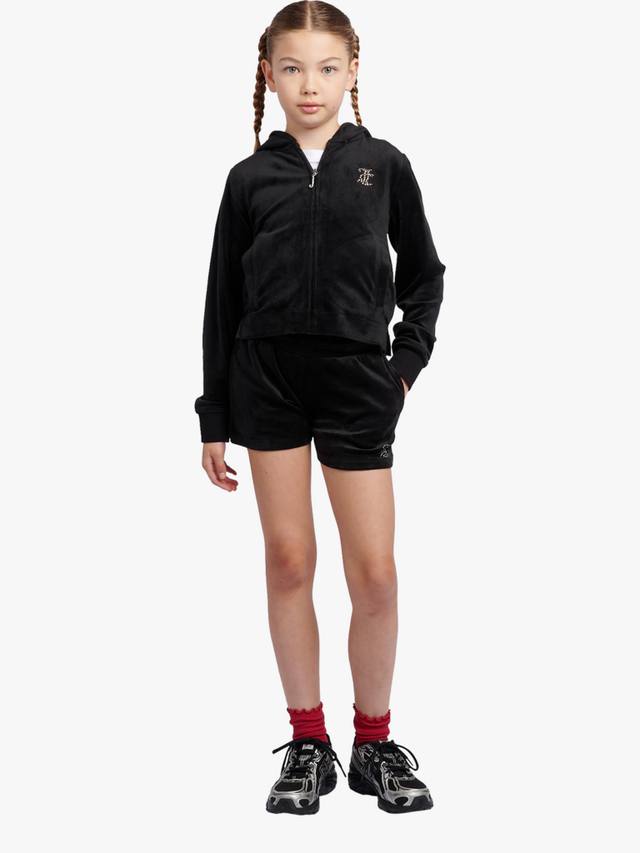 Детские шорты с поясом на манжете из велюра Juicy Couture, Jet Black — фото 2