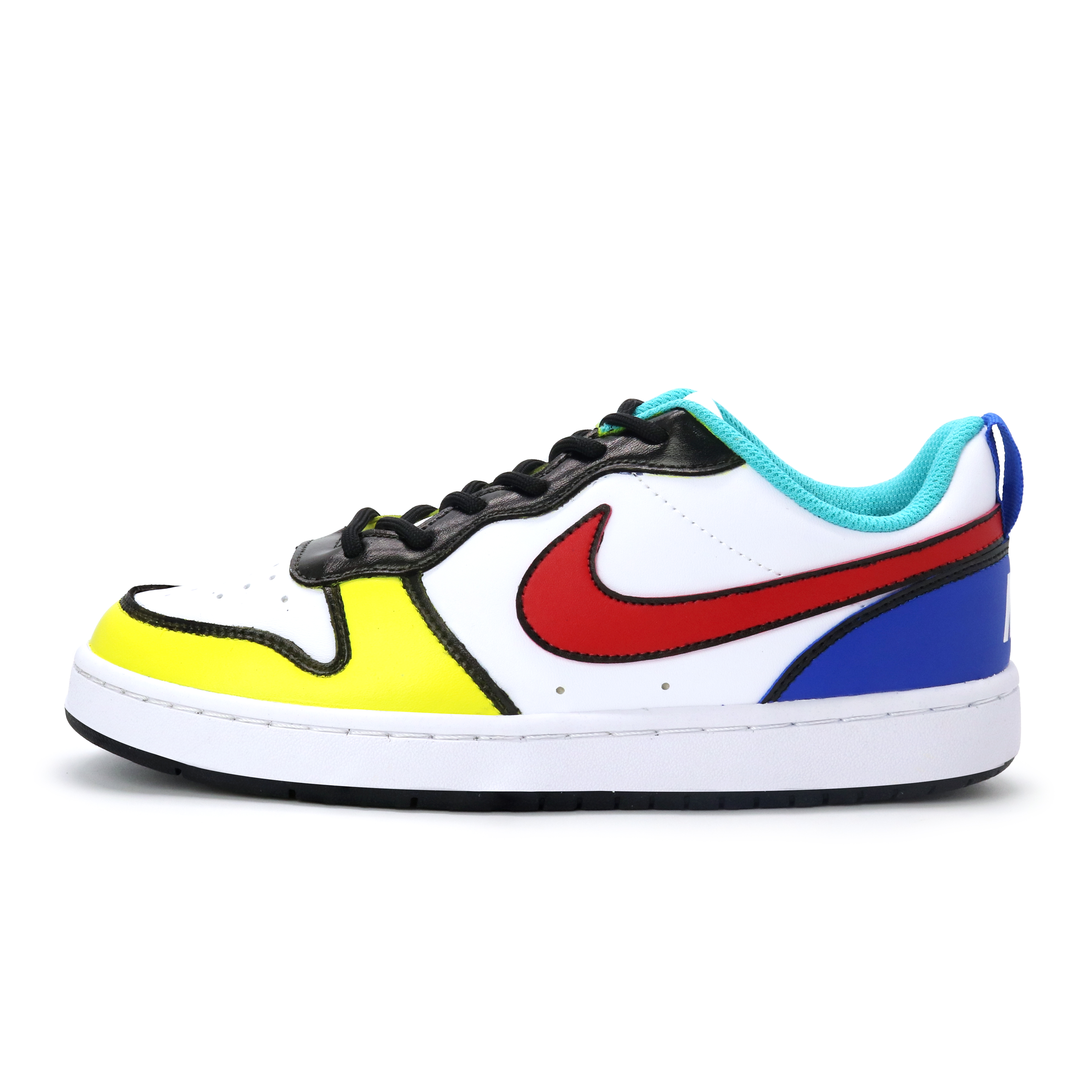 

Дышащие низкие кроссовки для скейтбординга Court Borough Low для детей и подростков Nike, синий/красный/желтый/белый