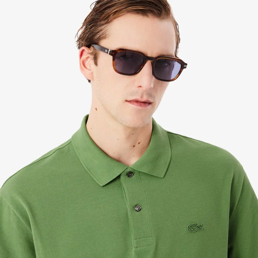 Мужская футболка-поло Croc Signature Loose Fit с коротким рукавом, зелёная, от Lacoste — фото 2