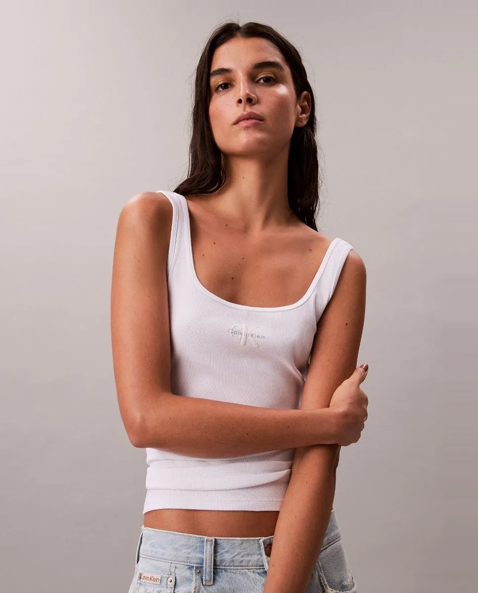 

Женская майка на бретелях с логотипом Calvin Klein Jeans, белый