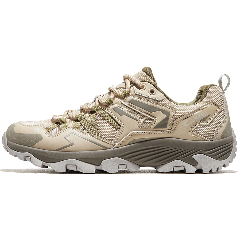 

CAMEL Кроссовки Kunlun Mountain 1.0 Mesh с амортизацией и противоскользящим покрытием низкие для активного отдыха мужские бежевый/лесной зеленый, цвет Beige/Forest Green