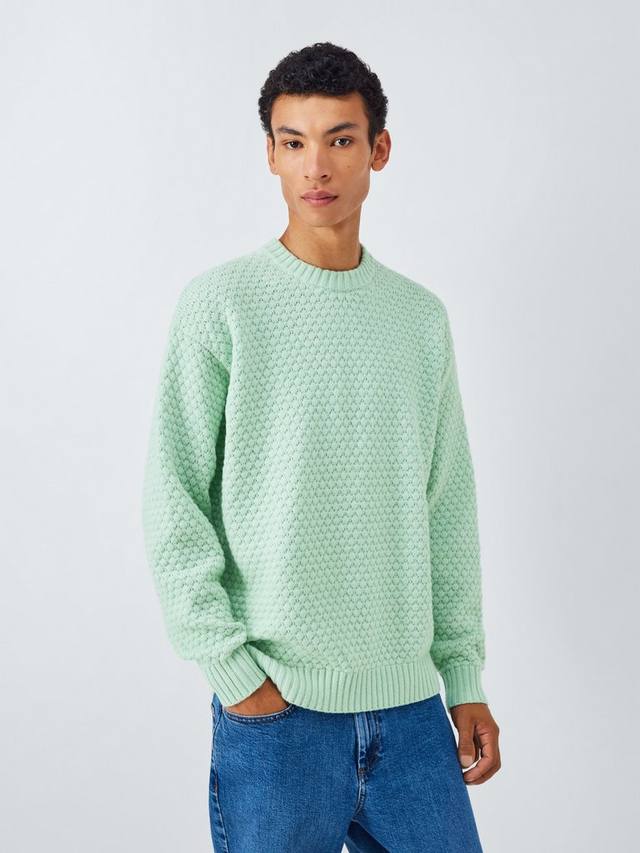 

Свитер с рельефной вязкой и круглым вырезом John Lewis, Glass Green