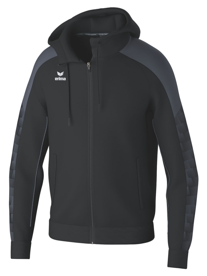 

Erima Детская тренировочная куртка с капюшоном, черно-серого цвета