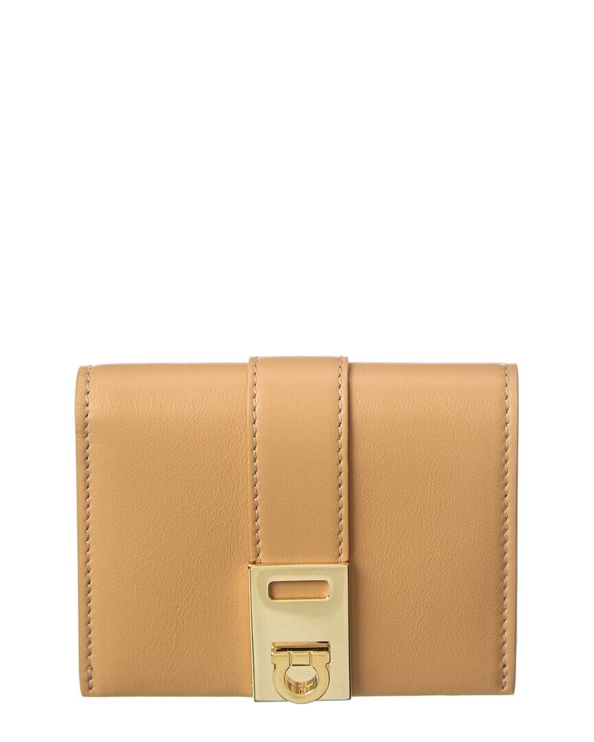 

Компактный кожаный кошелек Ferragamo Hug Salvatore Ferragamo, коричневый
