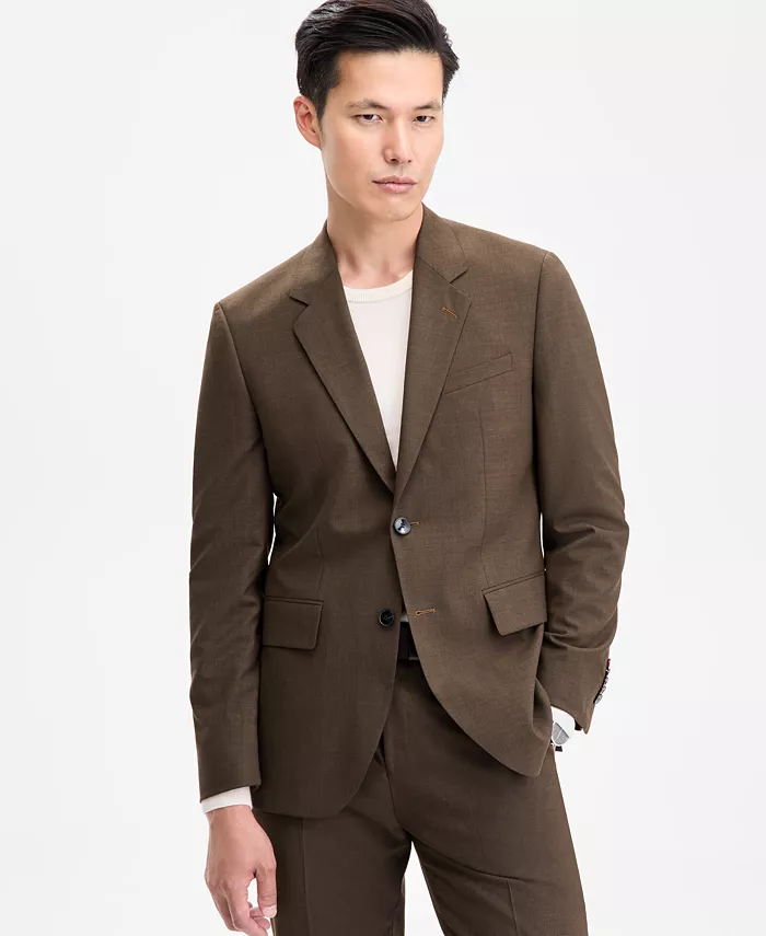 

Мужской однотонный пиджак современного кроя Hugo Boss, коричневый