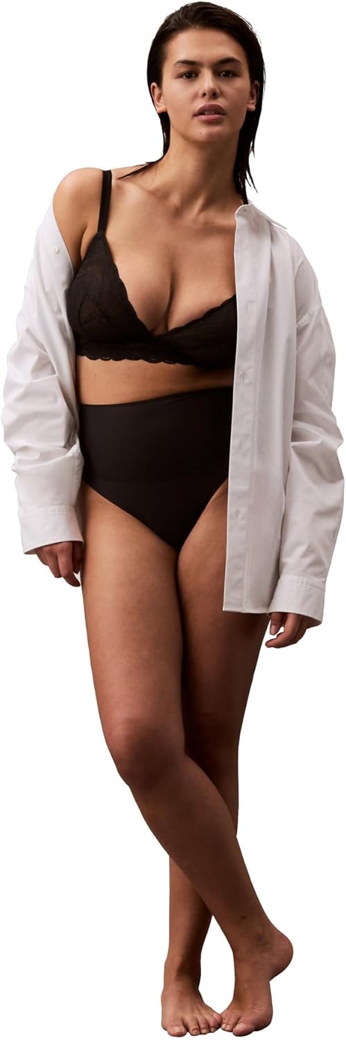Утягивающие трусики-стринги Calvin Klein Women's Shapewear Second Skin с высокой талией, Black — фото 2