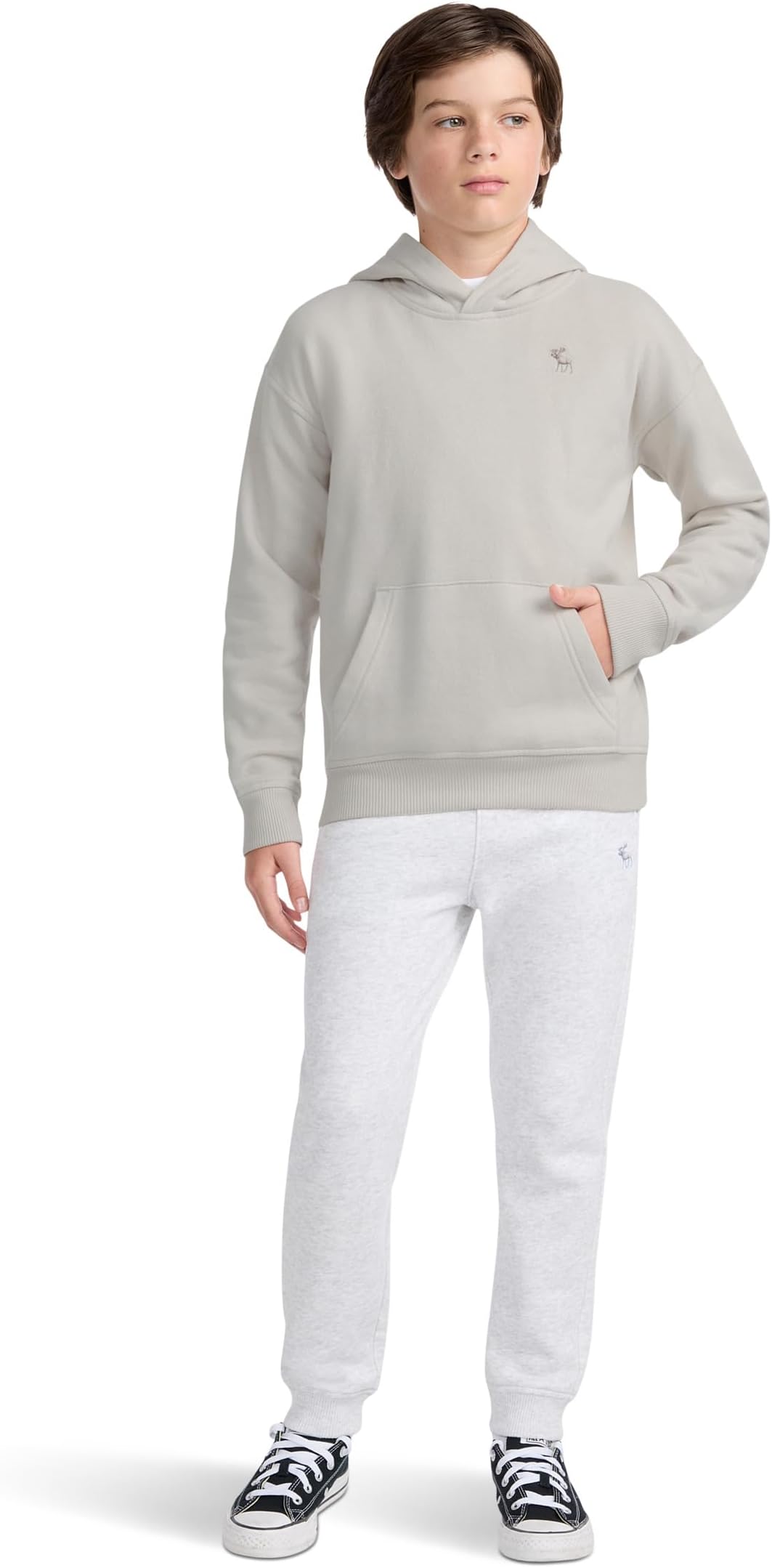 Худи abercrombie kids Essentials Fleece Hoodie, цвет Pumice Stone — фото 3