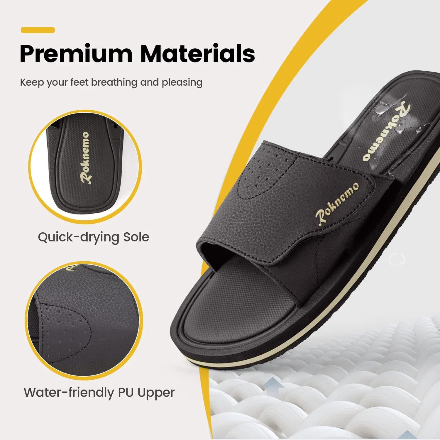 Сандалии мужские с регулировкой, Memory Foam, Dark Brown Roknemo — фото 3