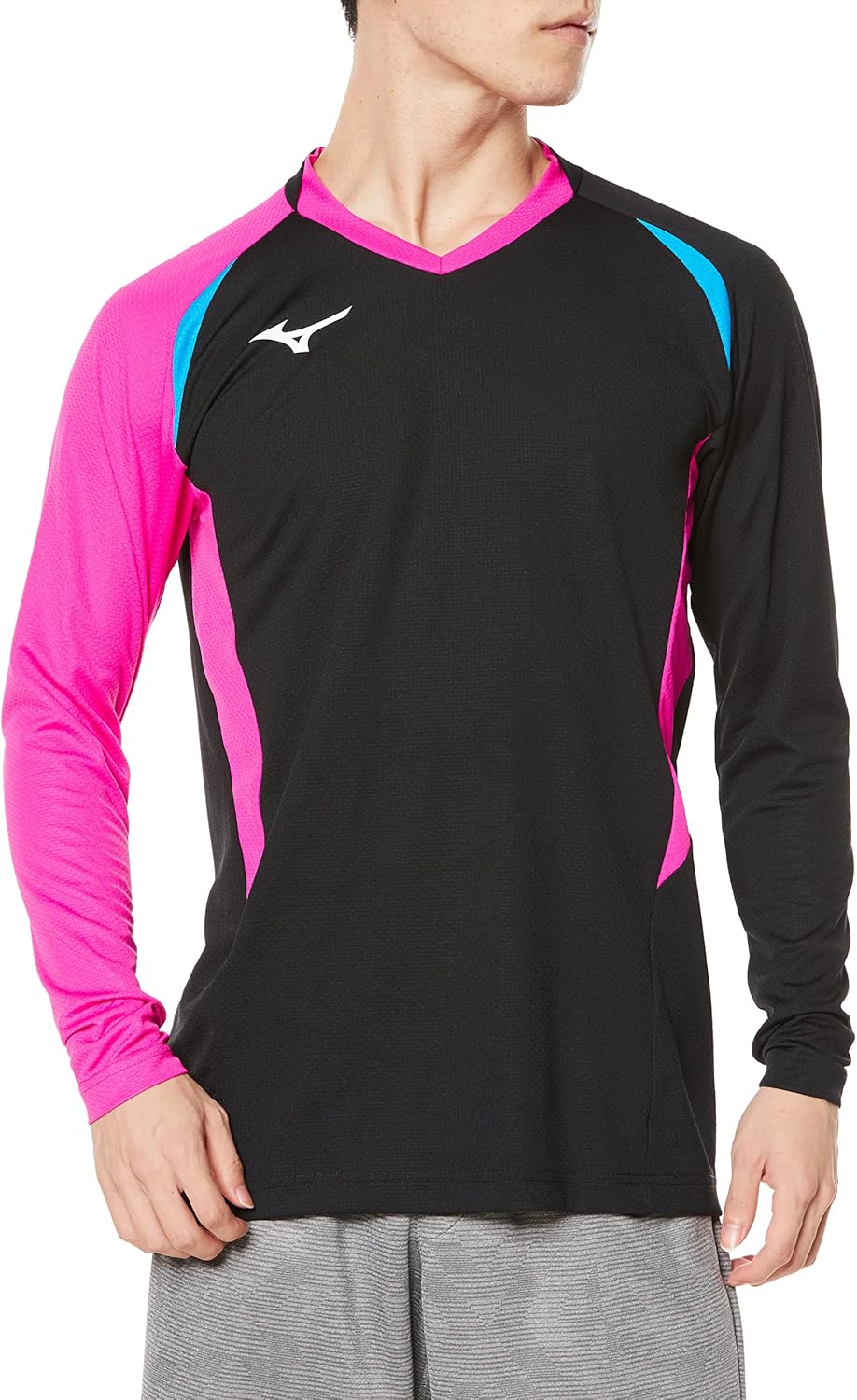 

Волейбольная толстовка Mizuno V2MA2122, игровая толстовка, с длинным рукавом, влагоотводящая, быстросохнущая, доступна в детском варианте, черный/голубой