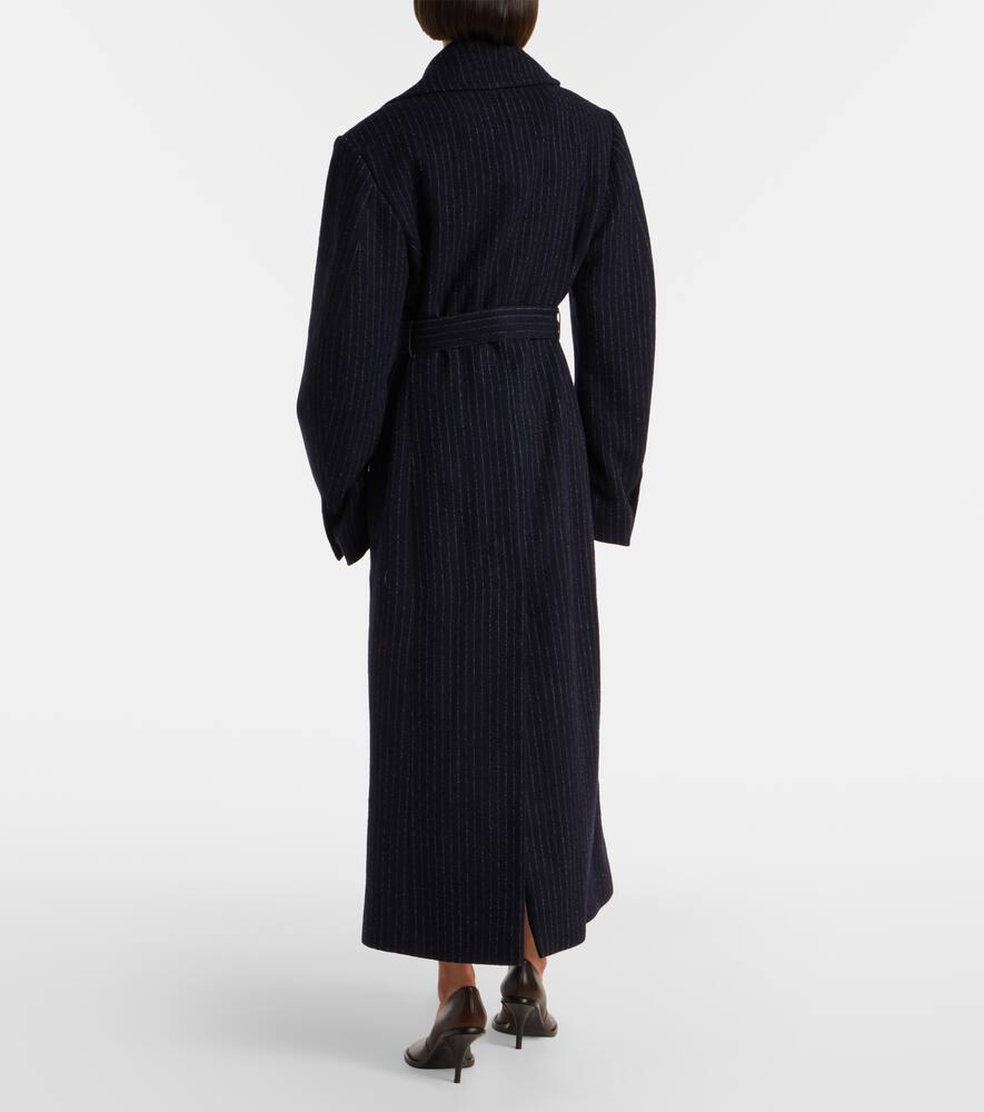 Приталенное пальто из шерсти в полоску Dries Van Noten, Navy — фото 3