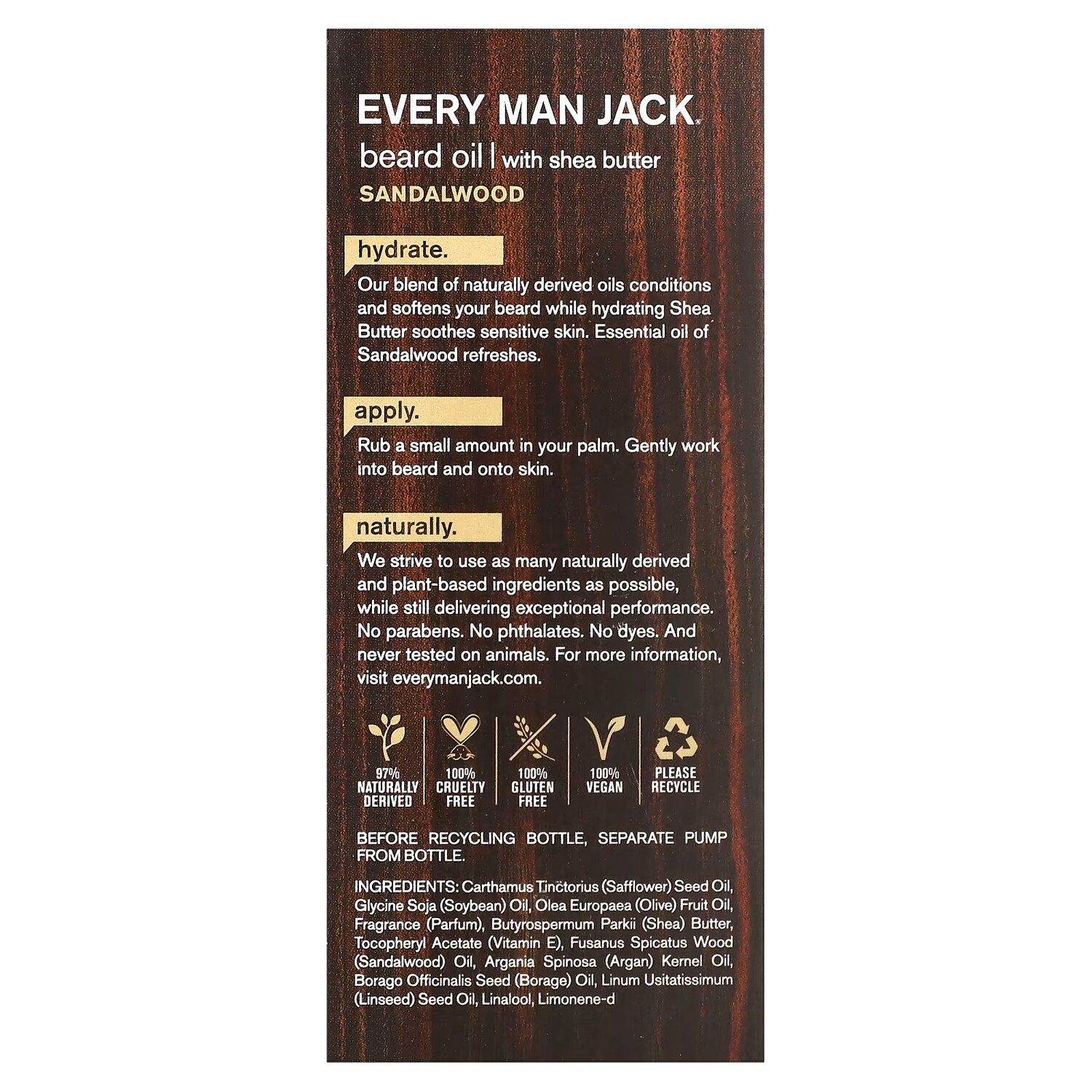 Масло увлажняющее для бороды Every Man Jack с маслом ши и сандаловым деревом, 30 мл — фото 3