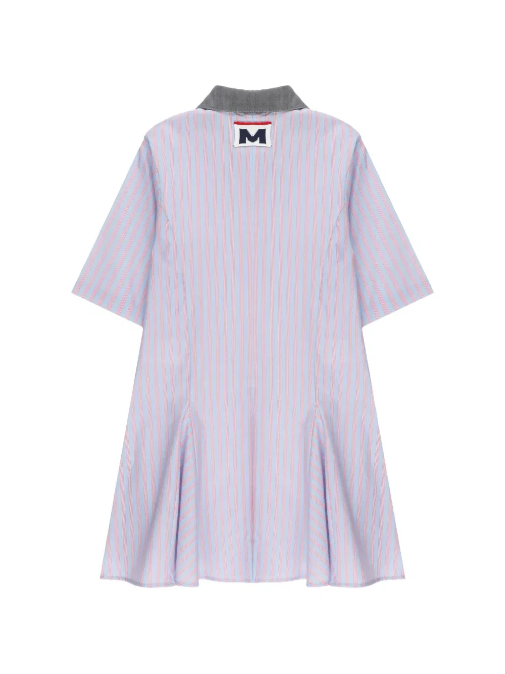 Хлопковое платье в полоску с воротником на пуговицах Msgm Kids, синий — фото 2