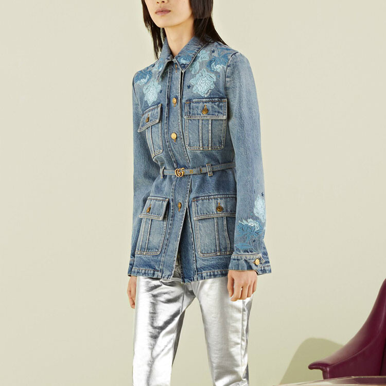 Джинсовая куртка серии Fw22 Tanabata, женская, синяя Gucci — фото 4