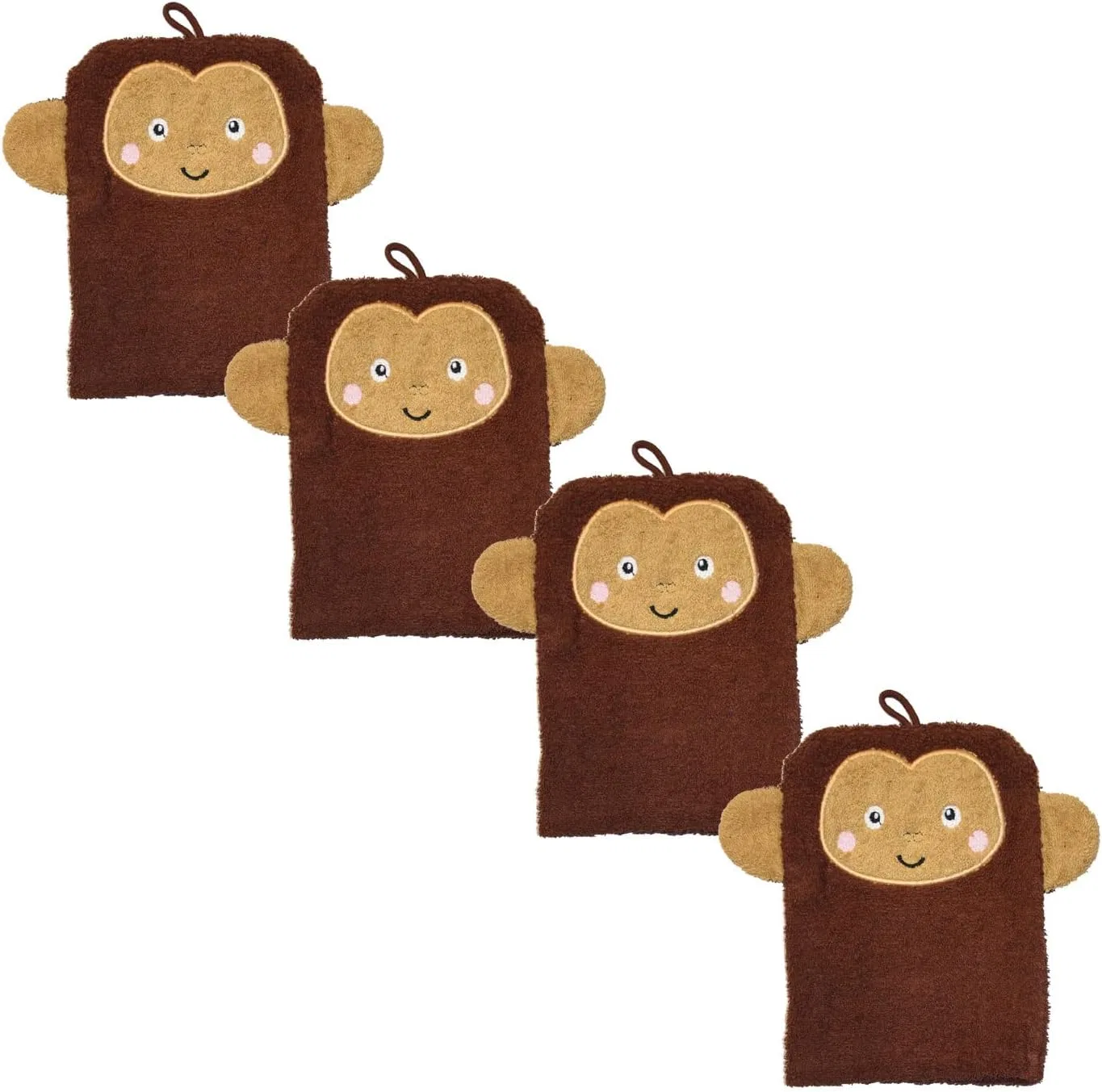 Набор из 4 махровых мочалок 16x21 см с животными мотивами Casa Colori, Monkey