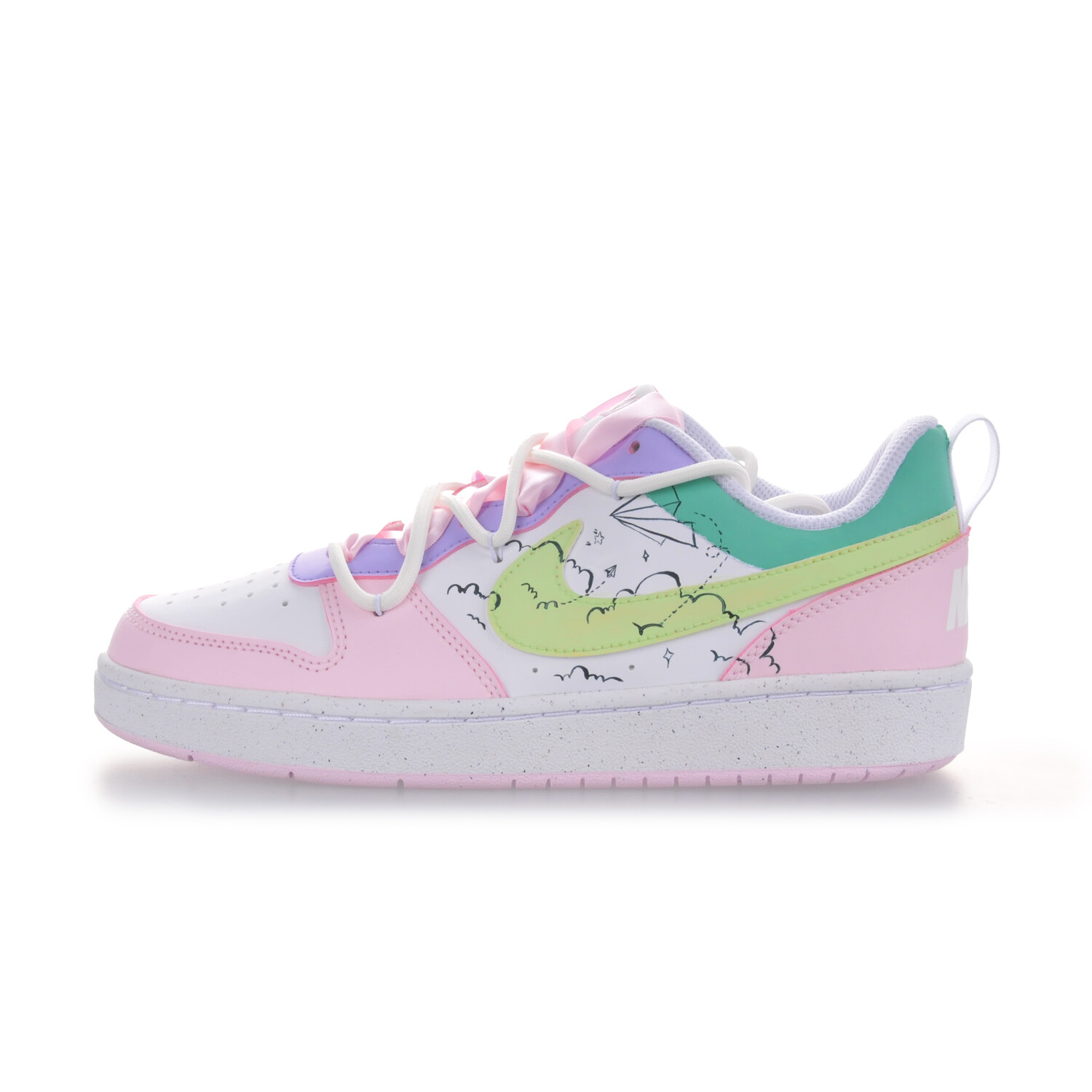 

Кроссовки Nike Court Borough Skateboarding Shoes Women's Low-top Pink/White/Green/Purple, розовый