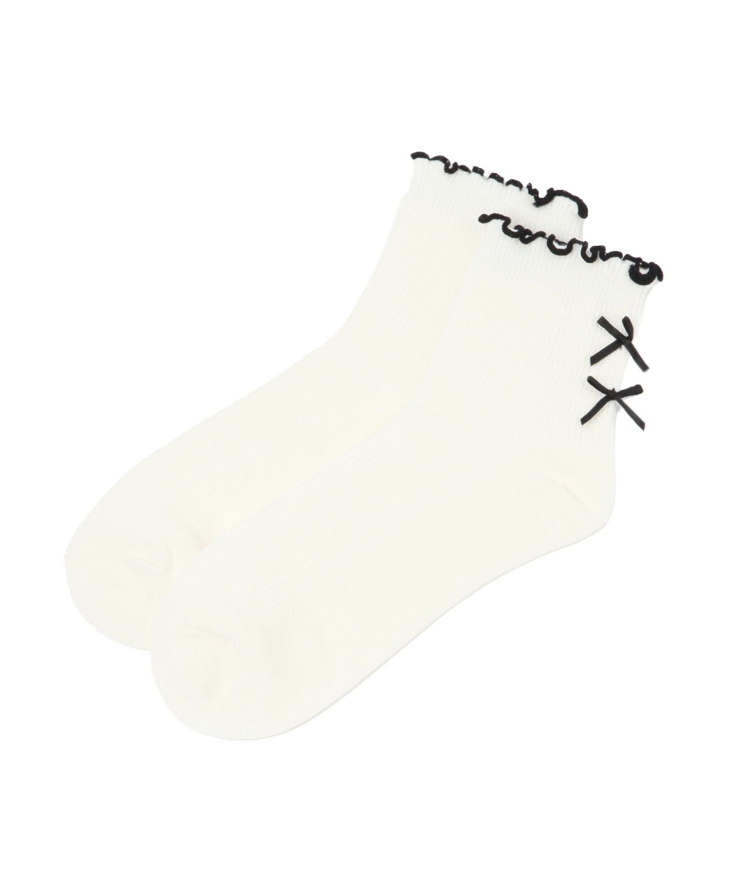 Носки Double Ribbon Mellow Crew Socks Repipi armario, White x Black 01