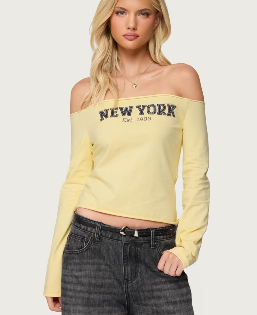 

Женская блузка New York Babe с открытыми плечами Edikted, Yellow