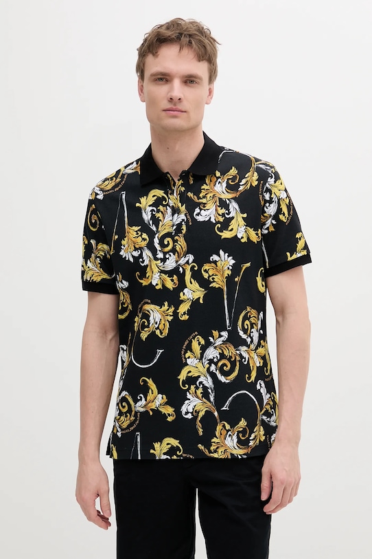 

Хлопковая поло Versace Jeans Couture, черный