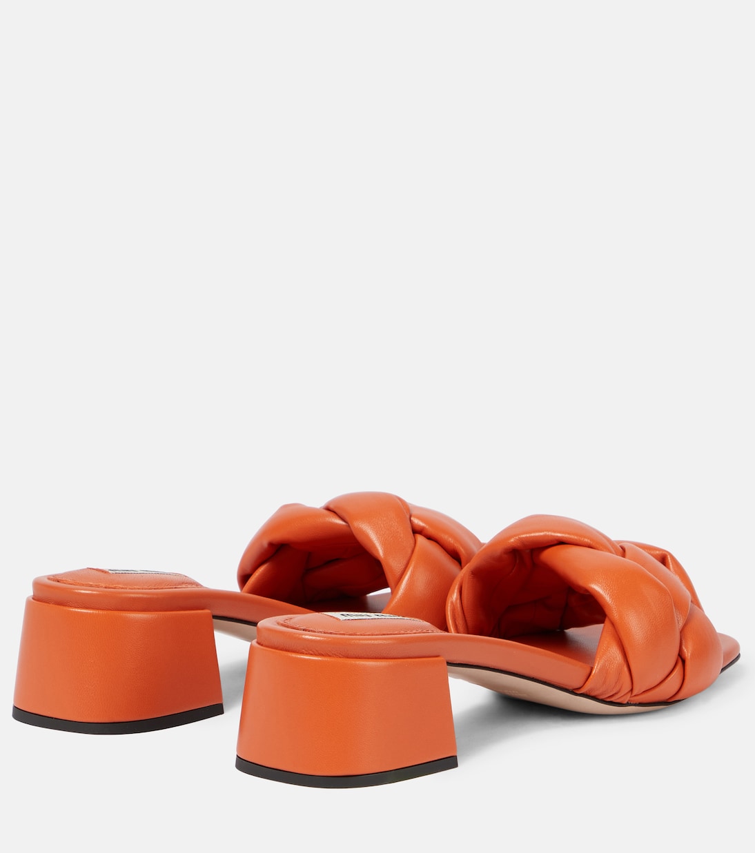 Плетеные кожаные сандалии с мягкой подкладкой Miu Miu, Papaya — фото 3
