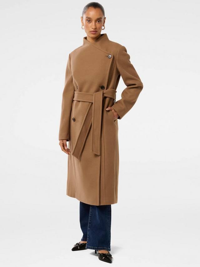 

Пальто ari petite с воротником-воронкой спереди Forever New, цвет Dark Camel