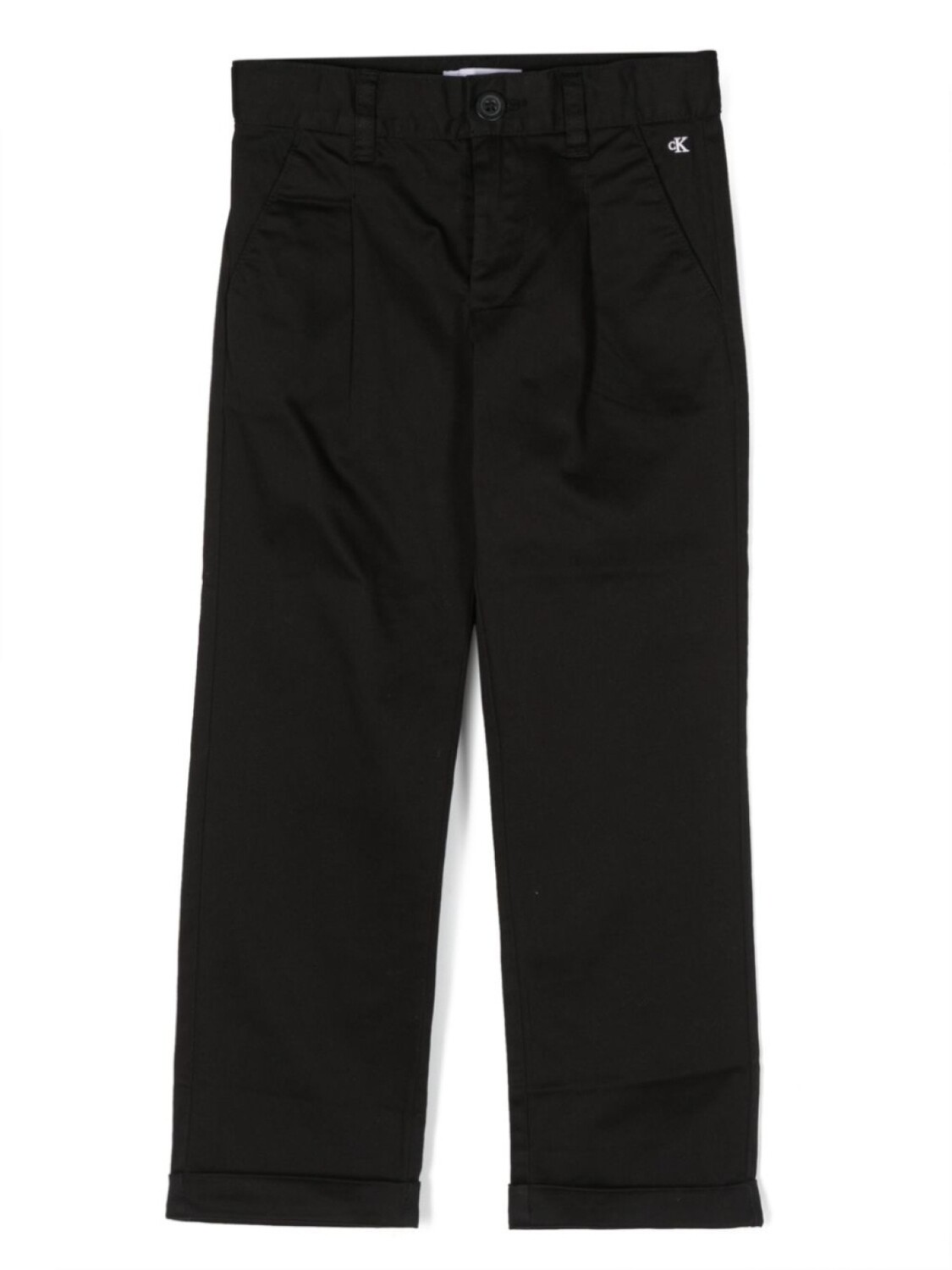 

Детские хлопковые брюки-чинос с плиссировкой Calvin Klein Kids, черный