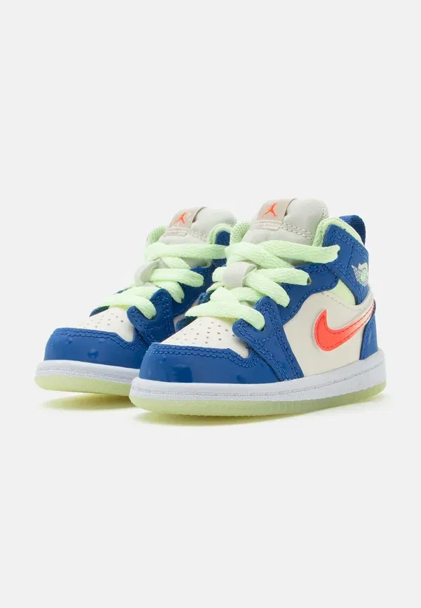 Кроссовки высокие Jordan 1 Mid SE High Top, цвет игровой королевский/бледно-слоновая кость/едва заметный вольт/инфракрасный/белый — фото 2