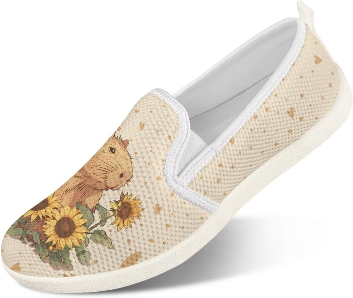 

Мужские туфли с животным принтом, слипоны, удобные лоферы, модные повседневные кроссовки, сетчатые плоские туфли, широкие, легкие, размеры 4-9 Twousenru, Sunflowers Capybara