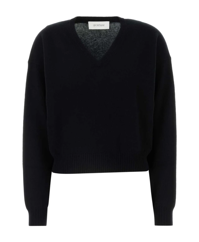 

Вязаный свитер Polis с V-образным вырезом Sportmax, черный
