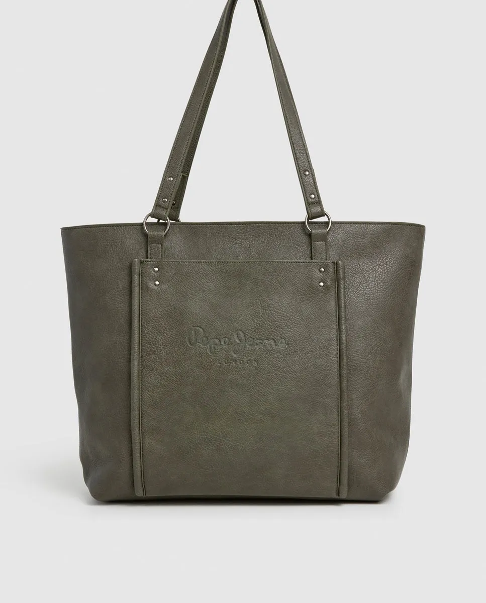 

Женская сумка-шоппер Bellamie Code с тональным передним карманом и логотипом Pepe Jeans, хаки