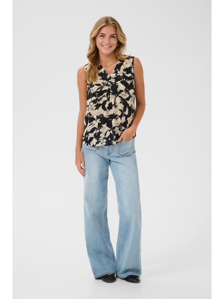 

Блузка без рукавов KAciara, классический крой, песочный/черный цветочный Kaffe