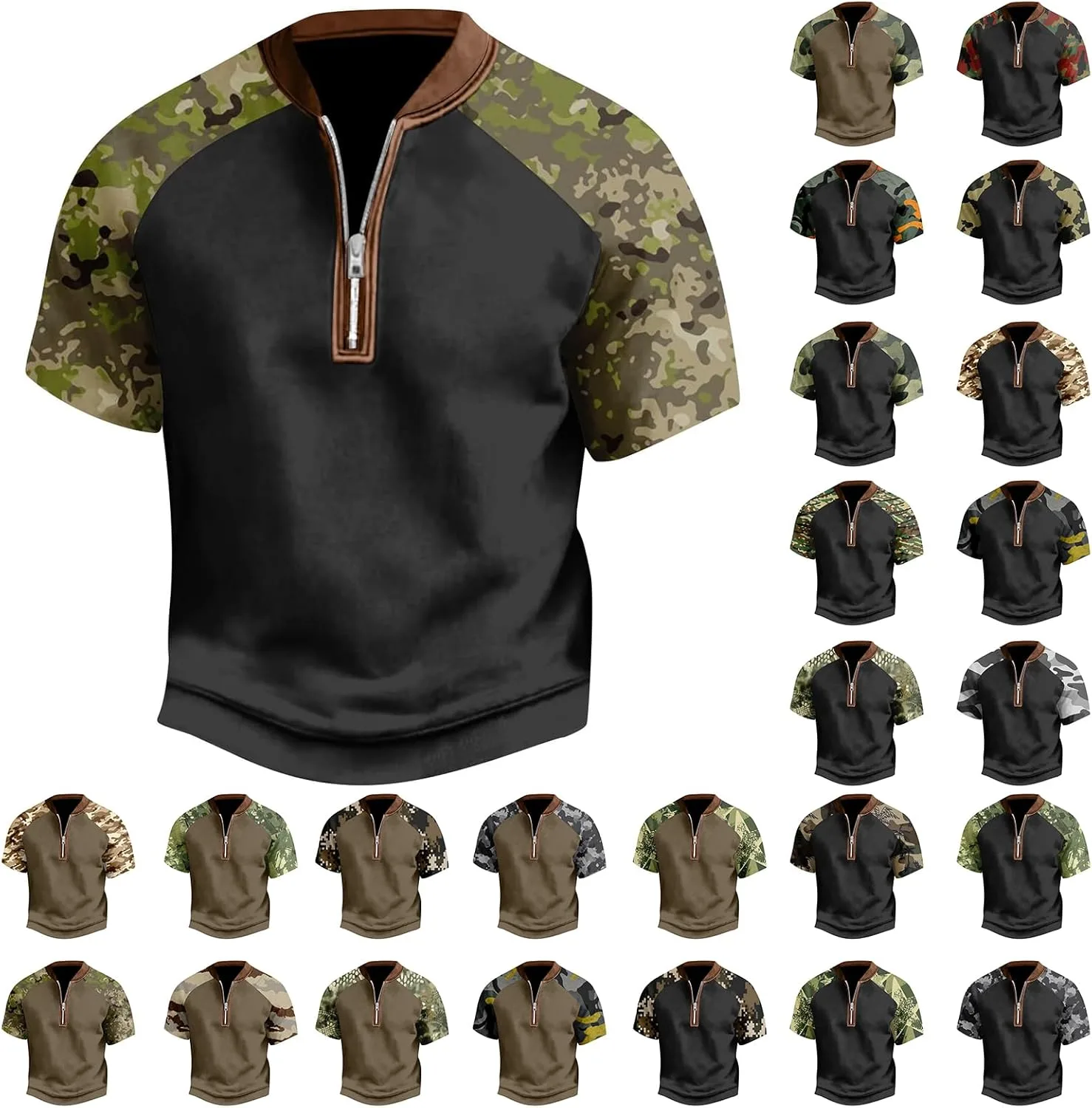 Футболка Camo с воротником стойкой и короткими рукавами — фото 4