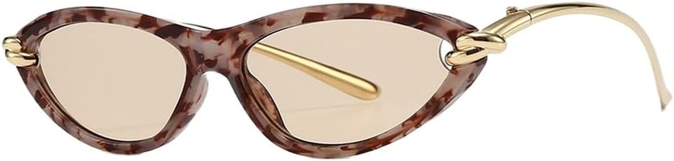 

Женские солнцезащитные очки в тонкой оправе, стильные «кошачий глаз», панк-металлические солнцезащитные очки, модные очки-«кошачий глаз» для женщин WNCKSQ, C5brownchampagne