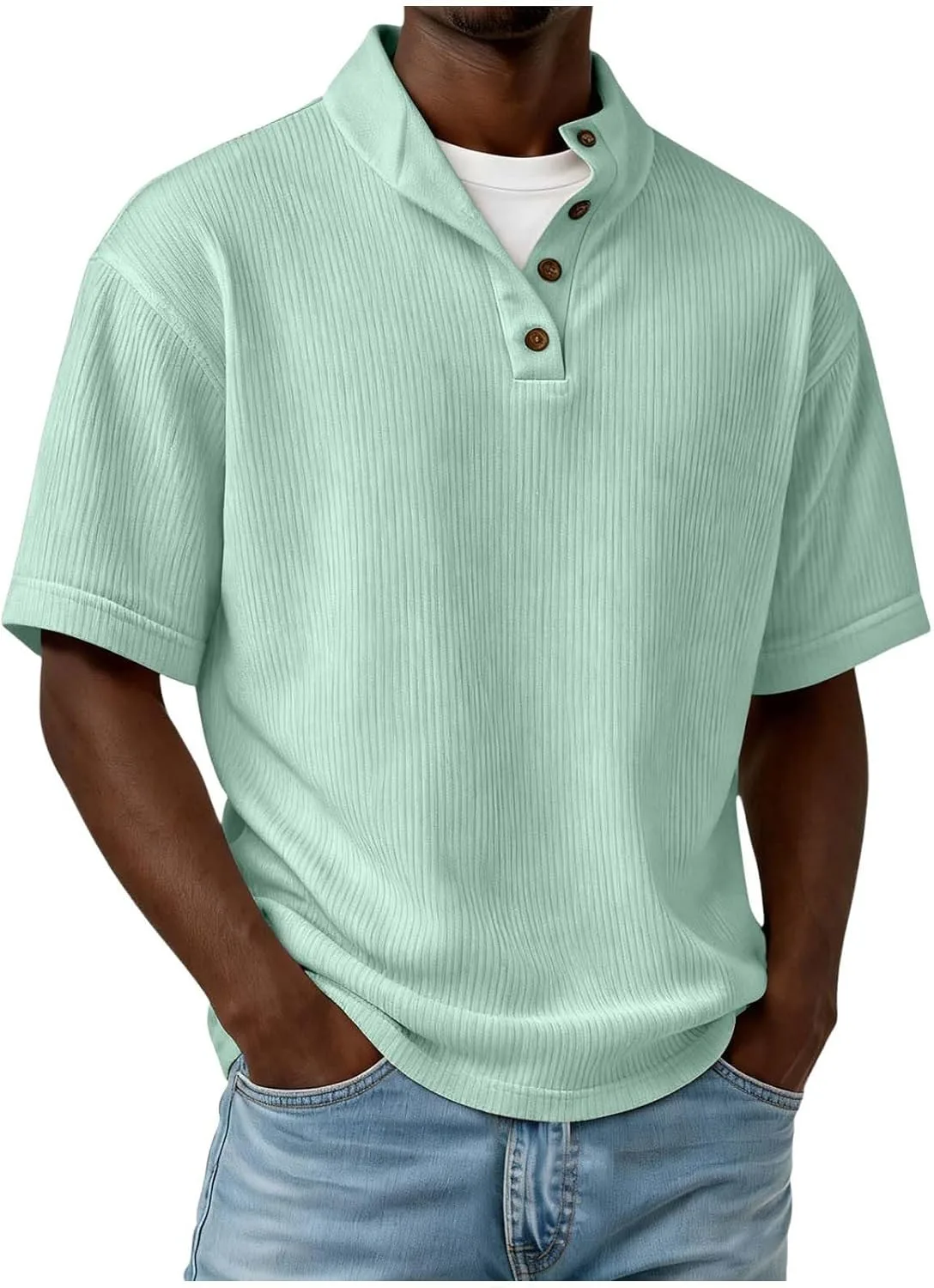 

Короткий рукав мужская рубашка из вельвета Casual